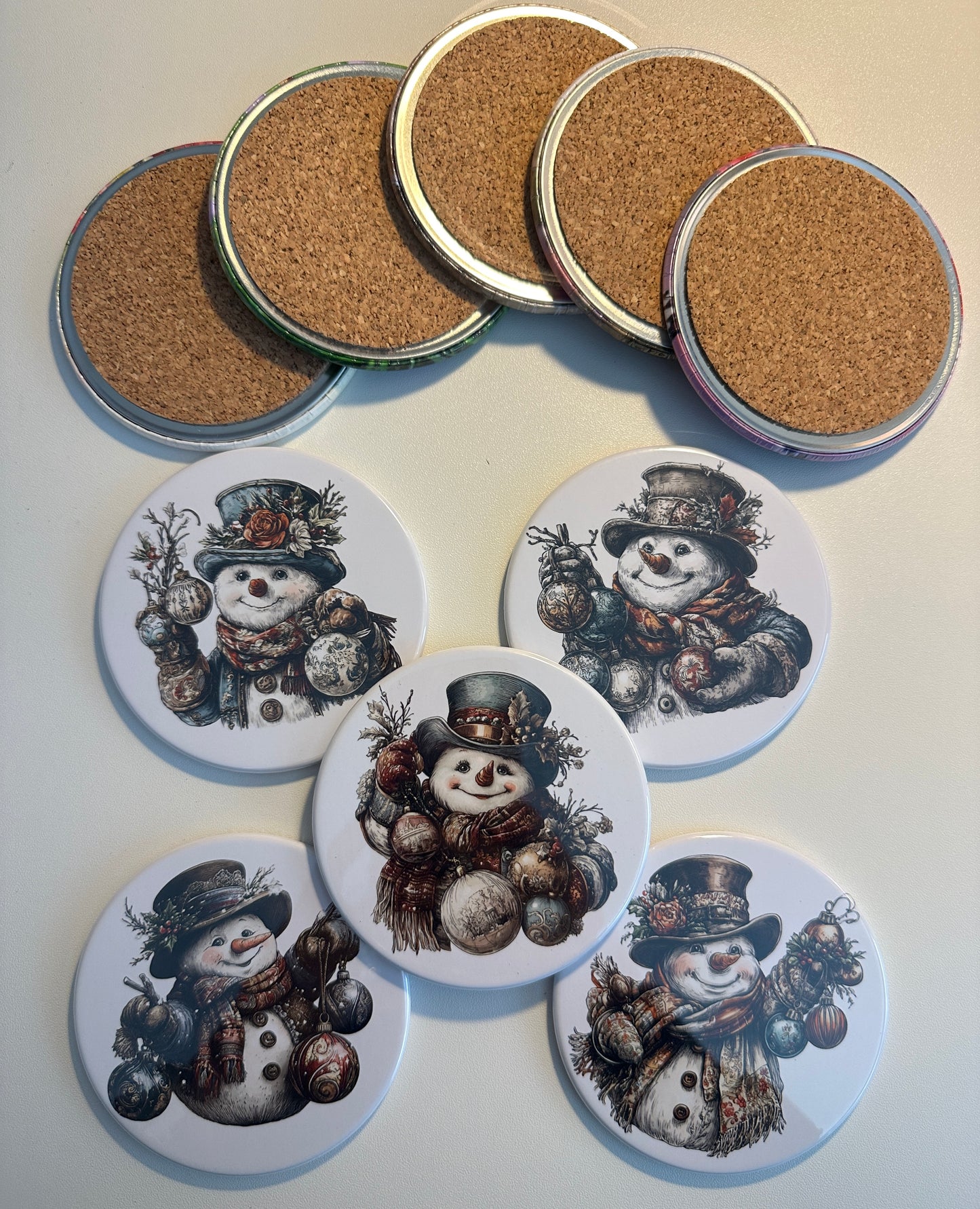 Snowman Holiday Drink Coasters Set magnetsbykathi