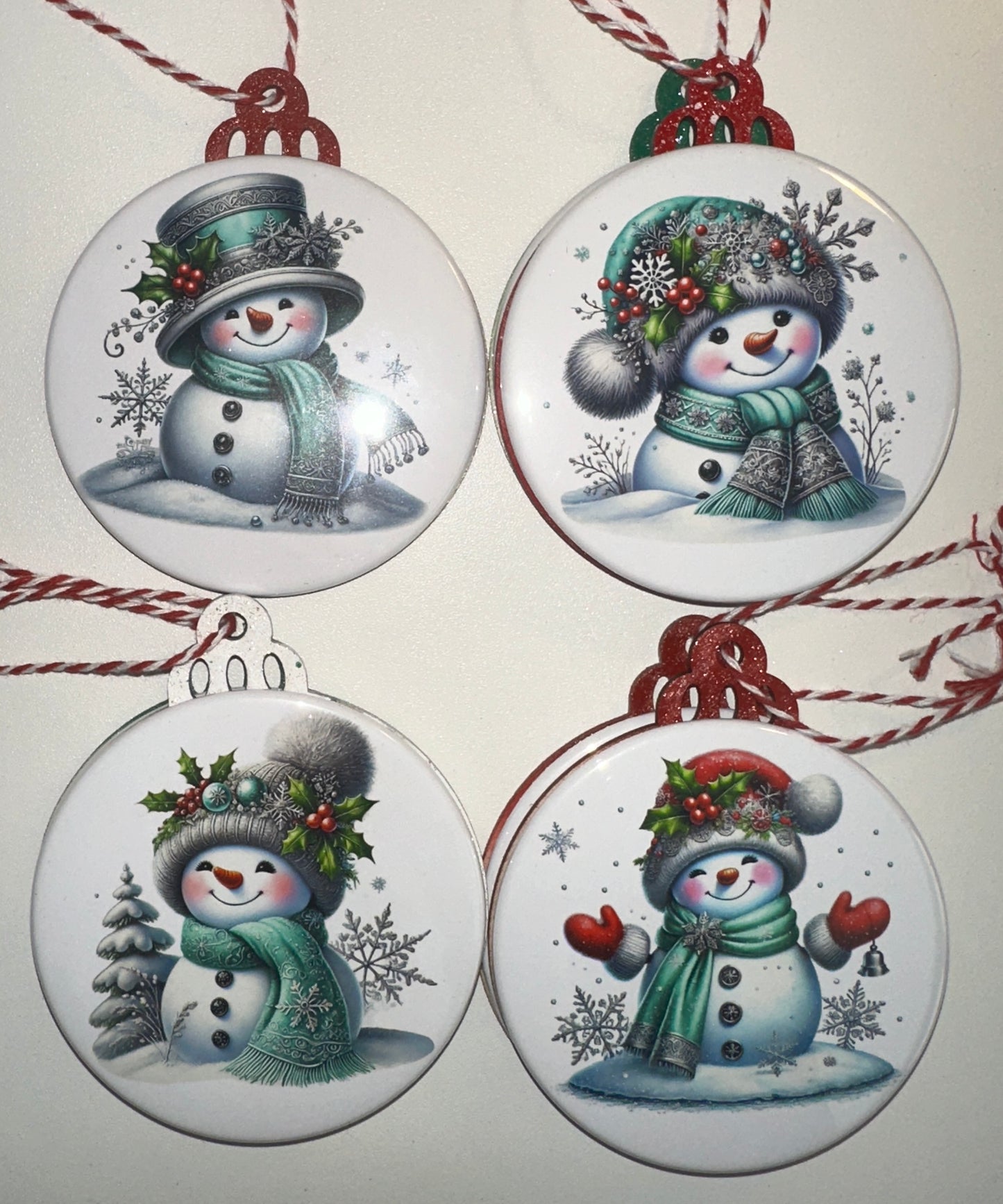 Merry Christmas Snowman Holiday Ornament Set magnetsbykathi