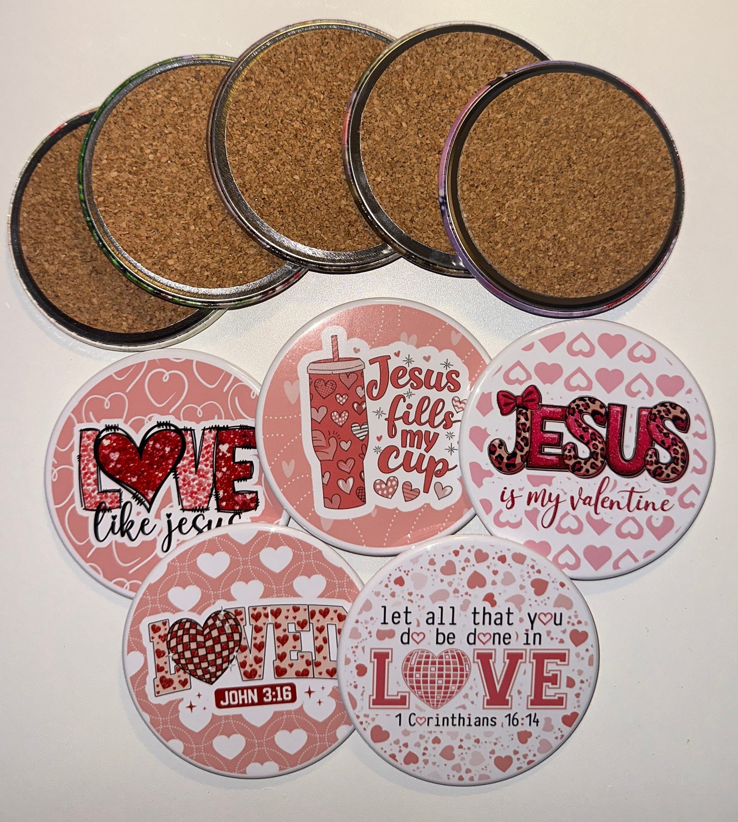 Love Like Jesus Holiday Drink Coasters Set magnetsbykathi