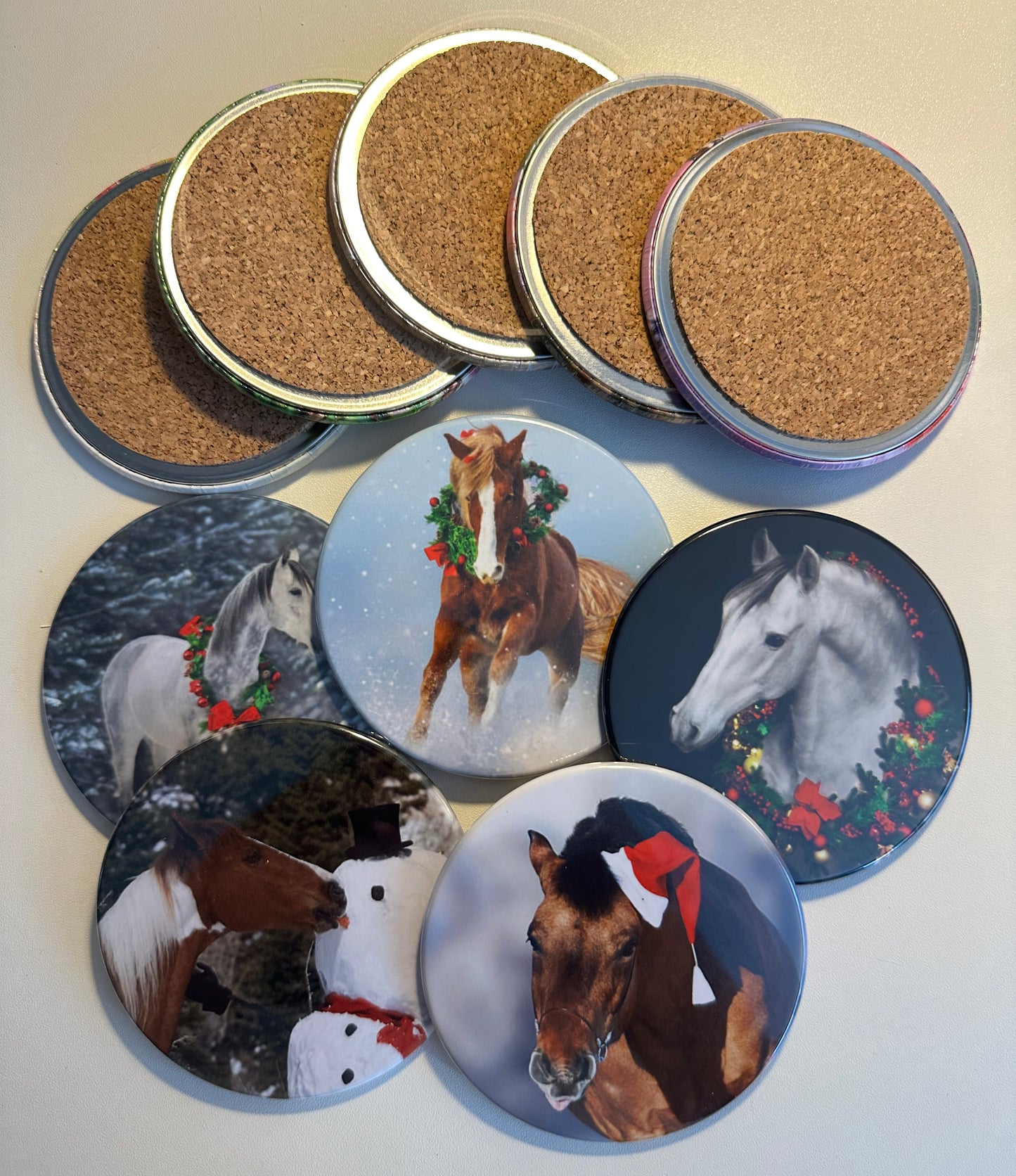 Merry Christmas Holiday Drink Coasters Set magnetsbykathi