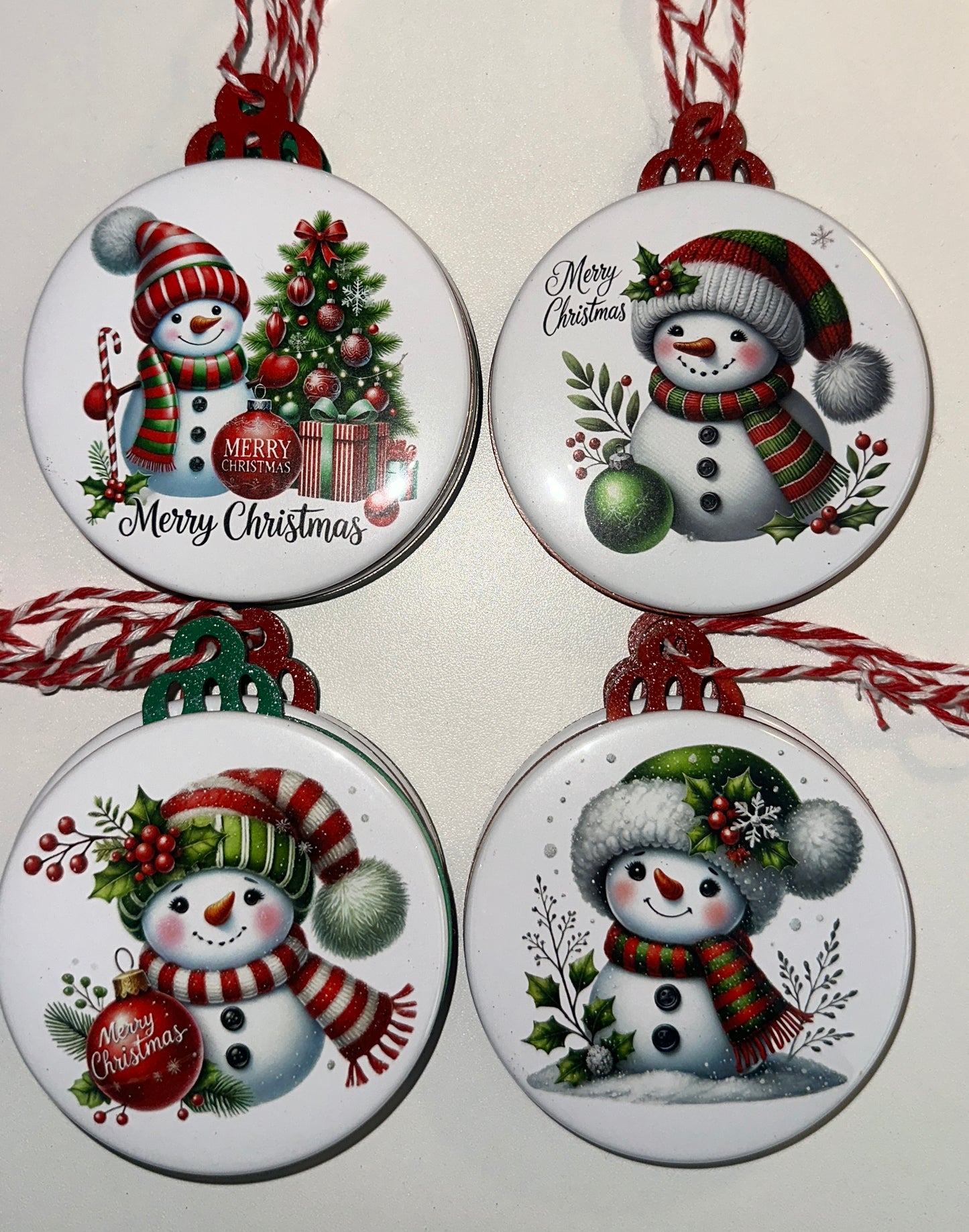 Snowman Merry Christmas Holiday Ornament Set magnetsbykathi