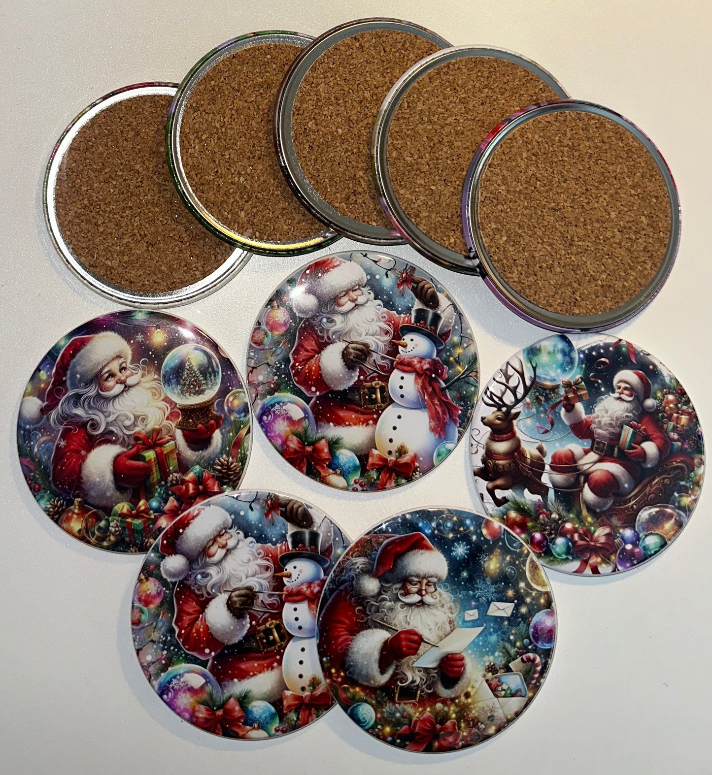 Santa Claus Holiday Drink Coasters Set magnetsbykathi