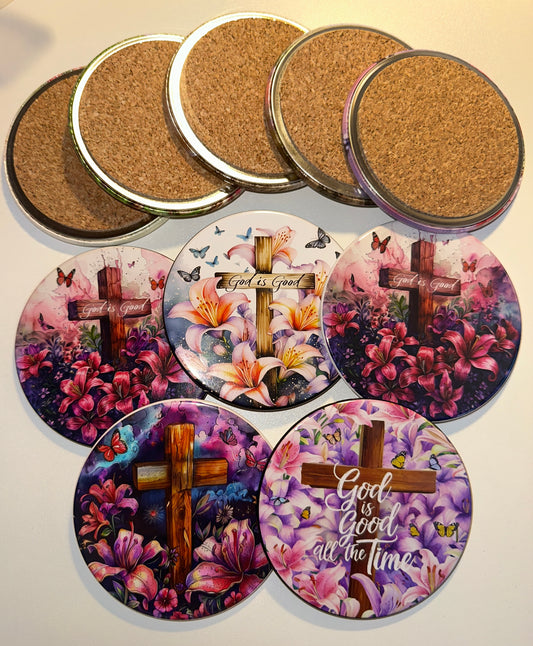 God Is Good Holiday Drink Coasters Set magnetsbykathi
