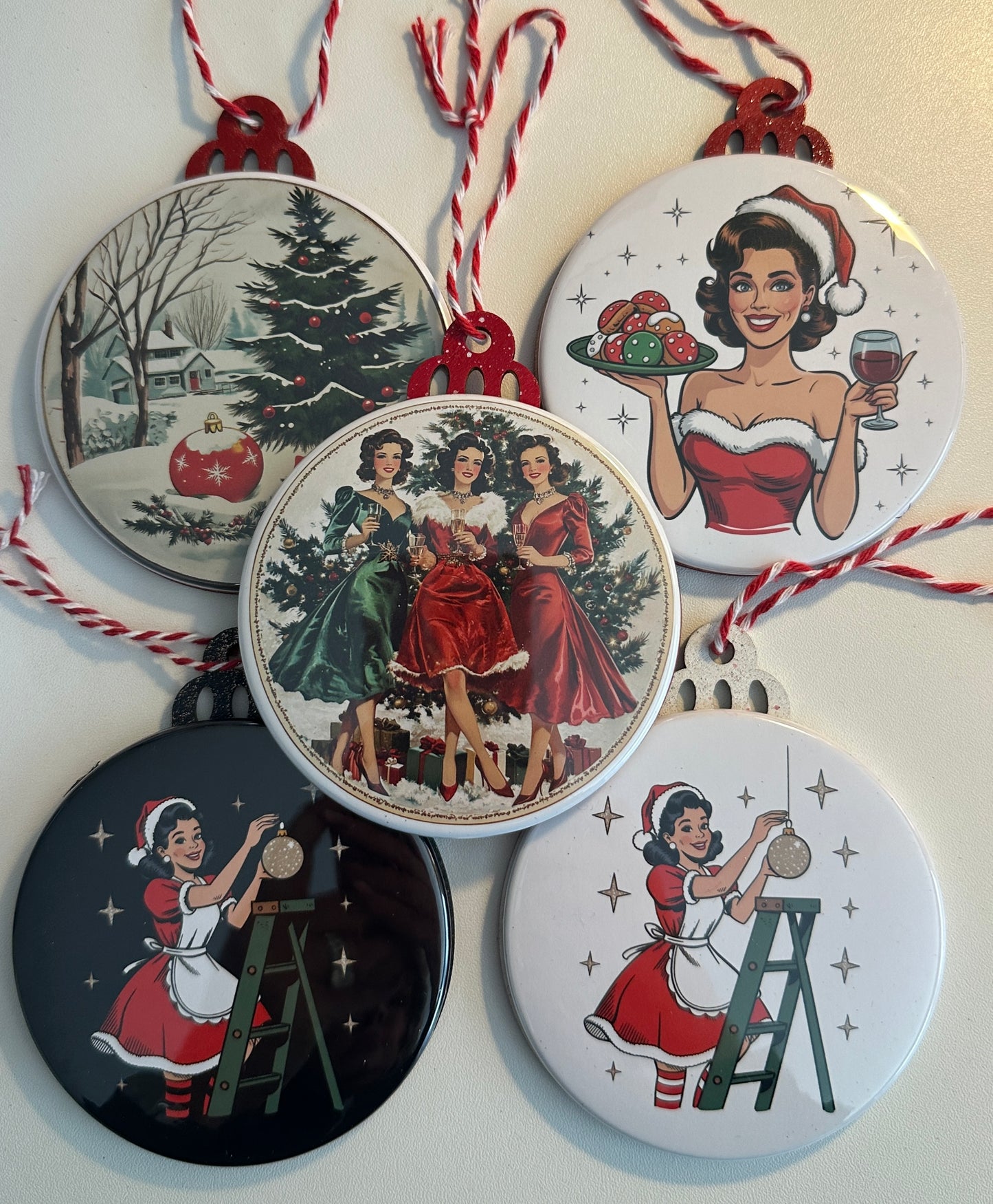 Marry Christmas Lady Holiday Ornament Set magnetsbykathi