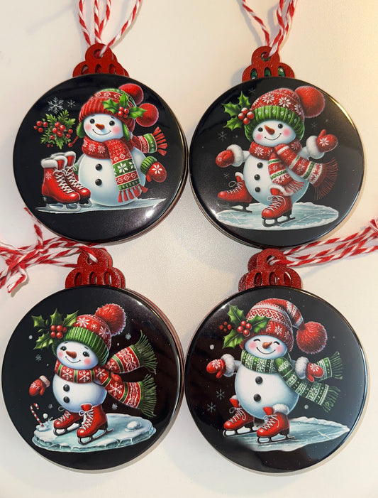 Merry Christmas Snowman Holiday Ornament Set magnetsbykathi
