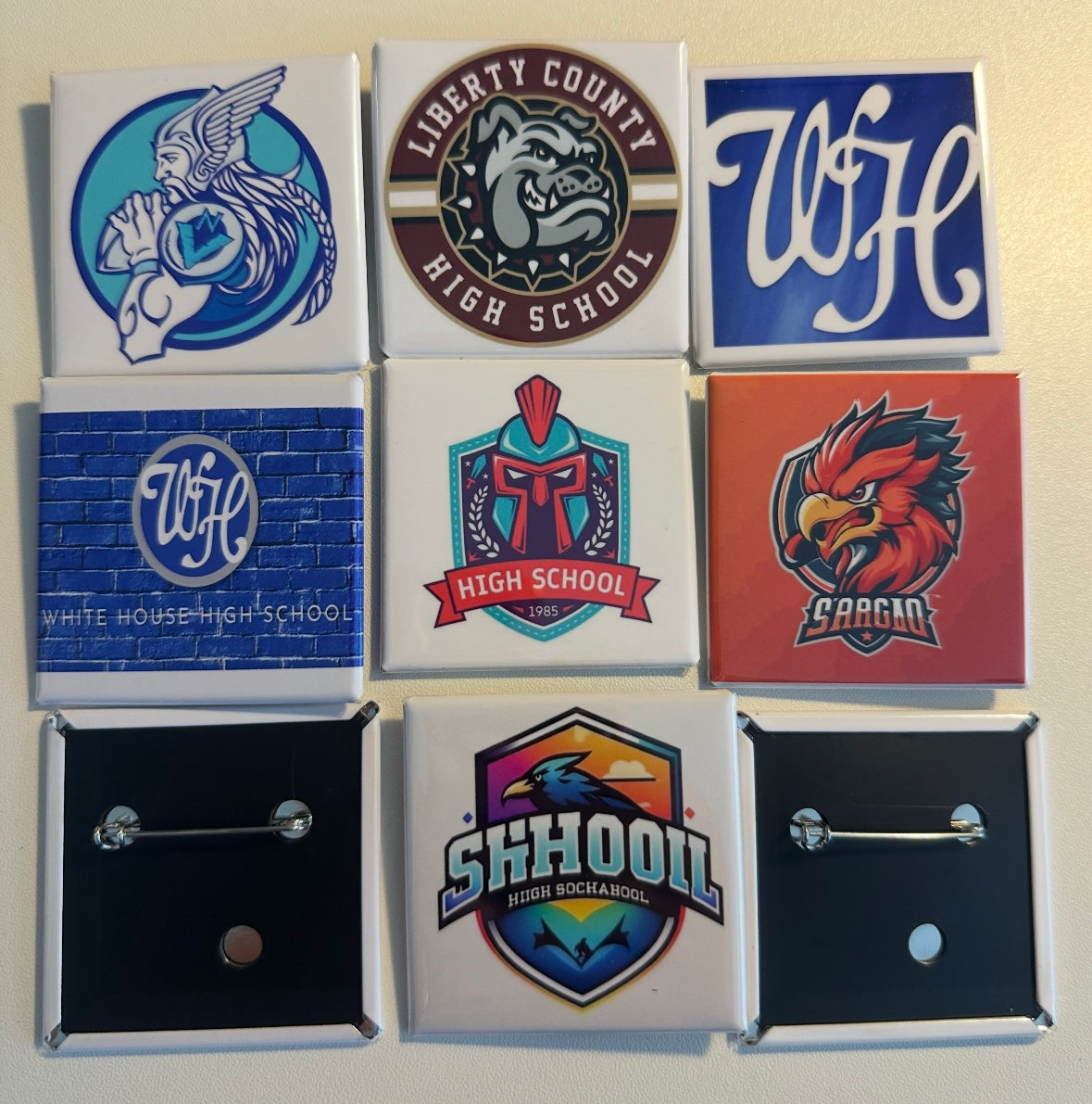 2x2 and 3.5 x 3.5 Personalized Buttons