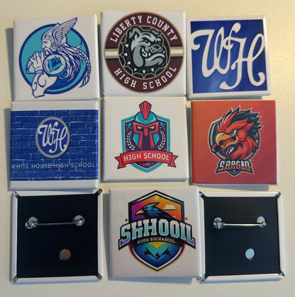 2x2 and 3.5 x 3.5 Personalized Buttons
