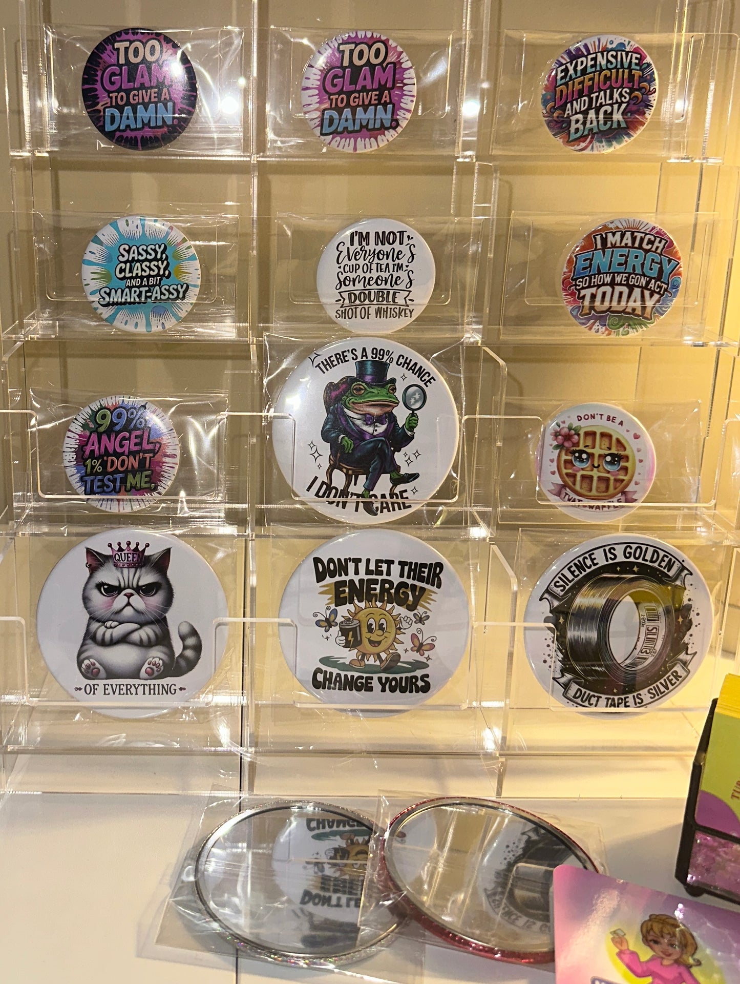 Too Glam To Give A Dam Mirrors Set magnetsbykathi