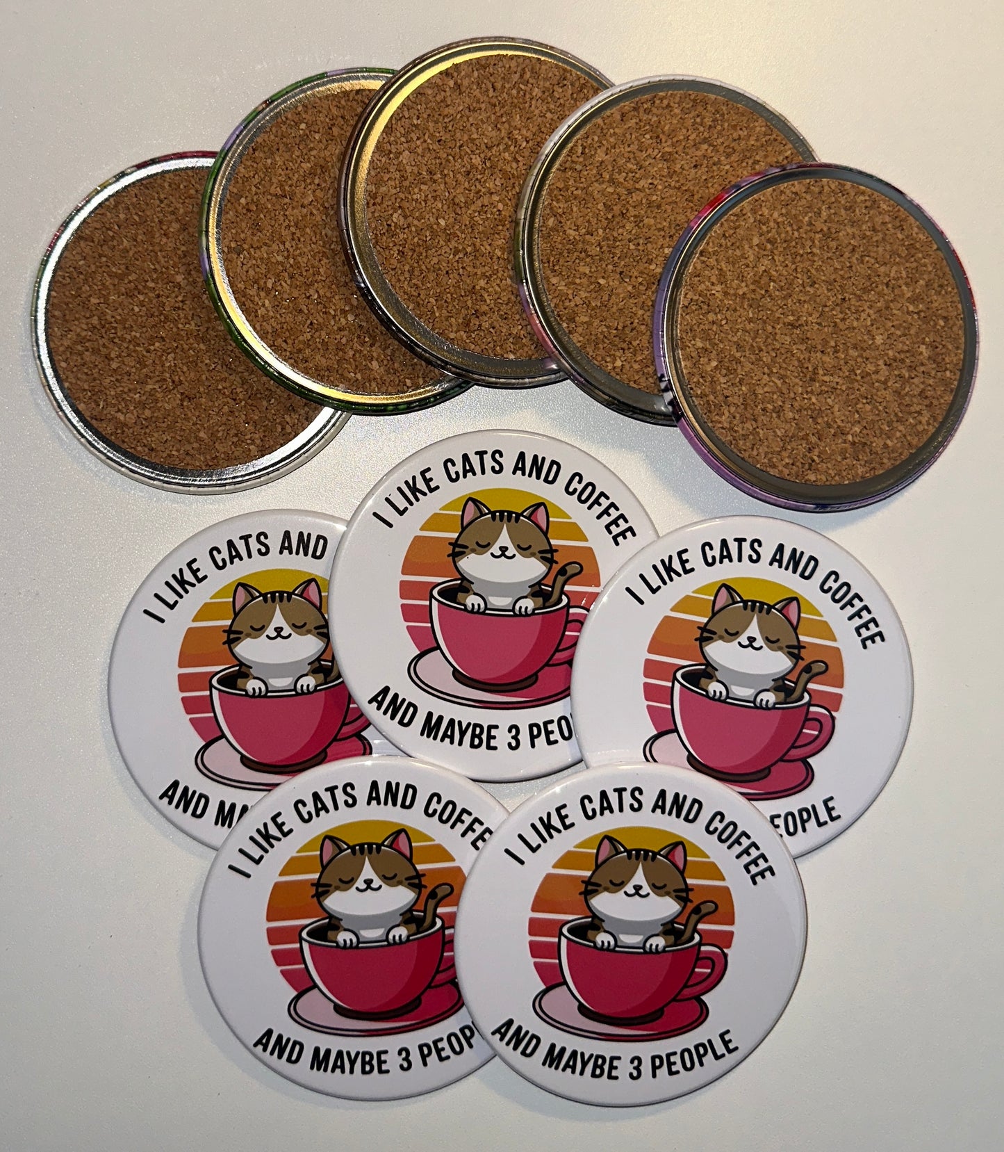 I Like Cats Holiday Drink Coasters Set magnetsbykathi