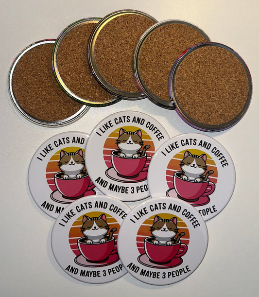 I Like Cats Holiday Drink Coasters Set magnetsbykathi