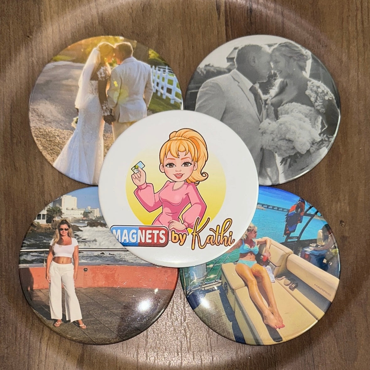 3.5 x 3.5 Round Personalized Photo Magnets