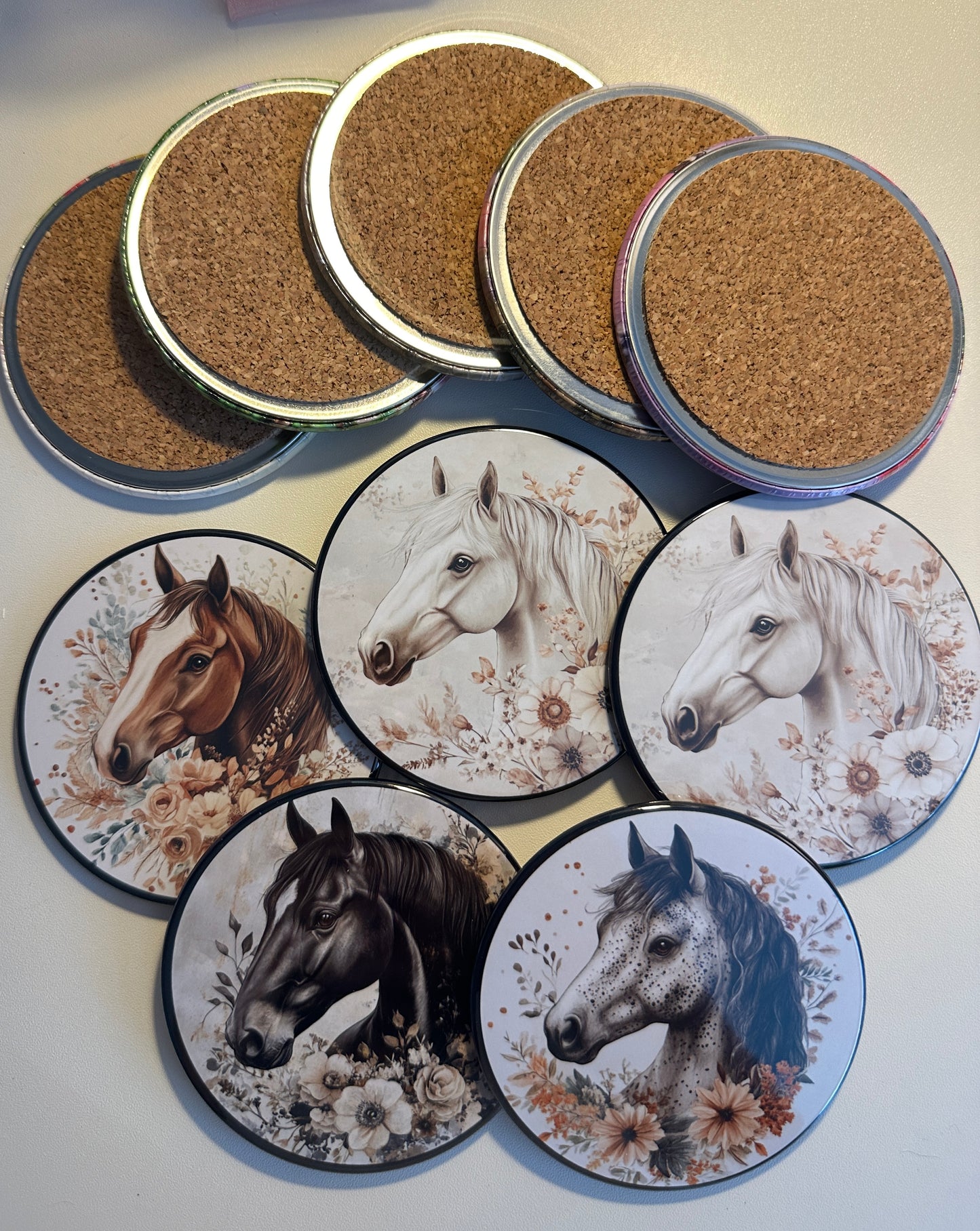 Cute Horses Holiday Drink Coasters Set magnetsbykathi