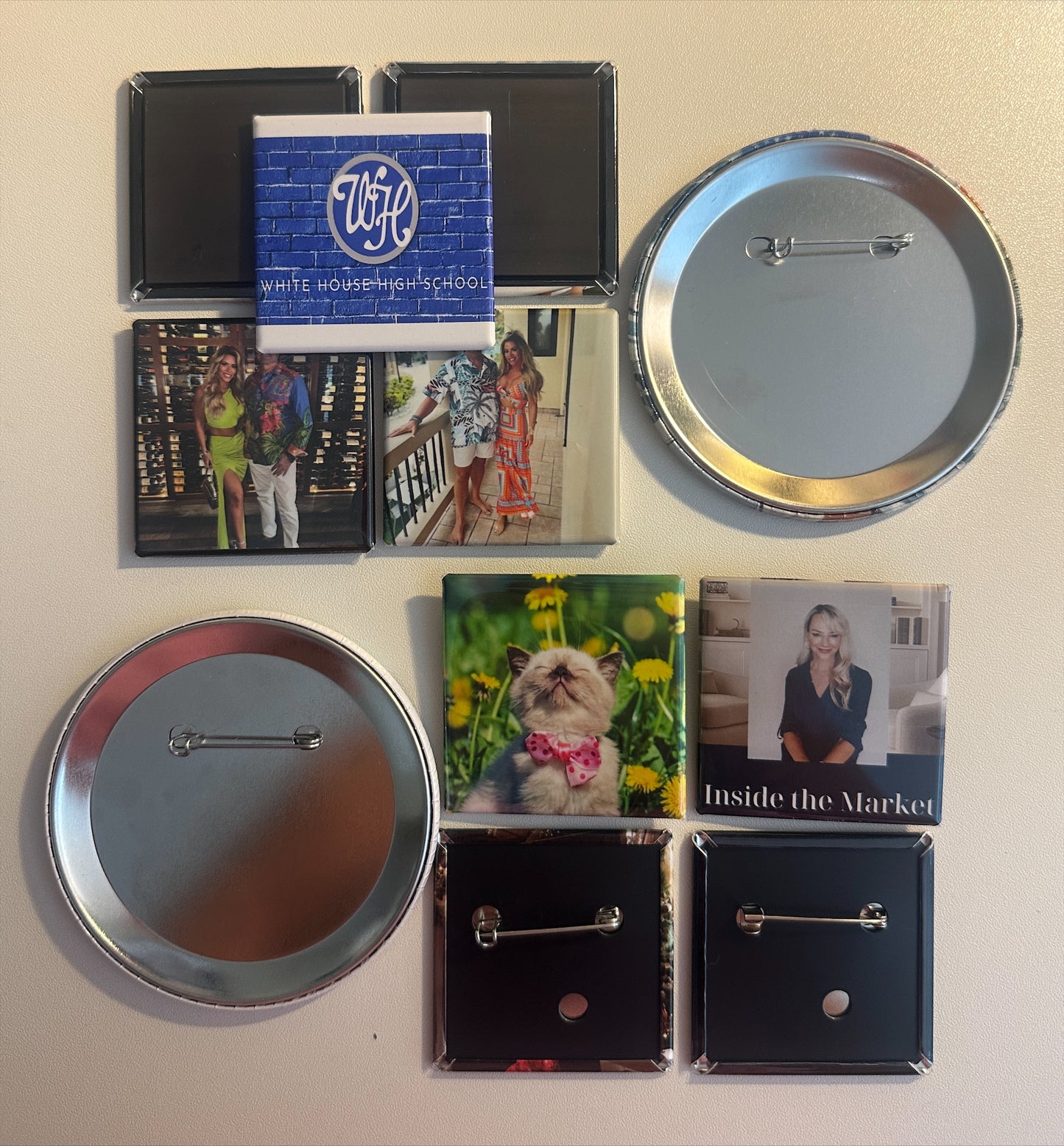 2x2 and 3.5 x 3.5 Personalized Buttons