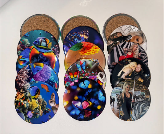 3.5" Drink Coasters Custom Set of Five