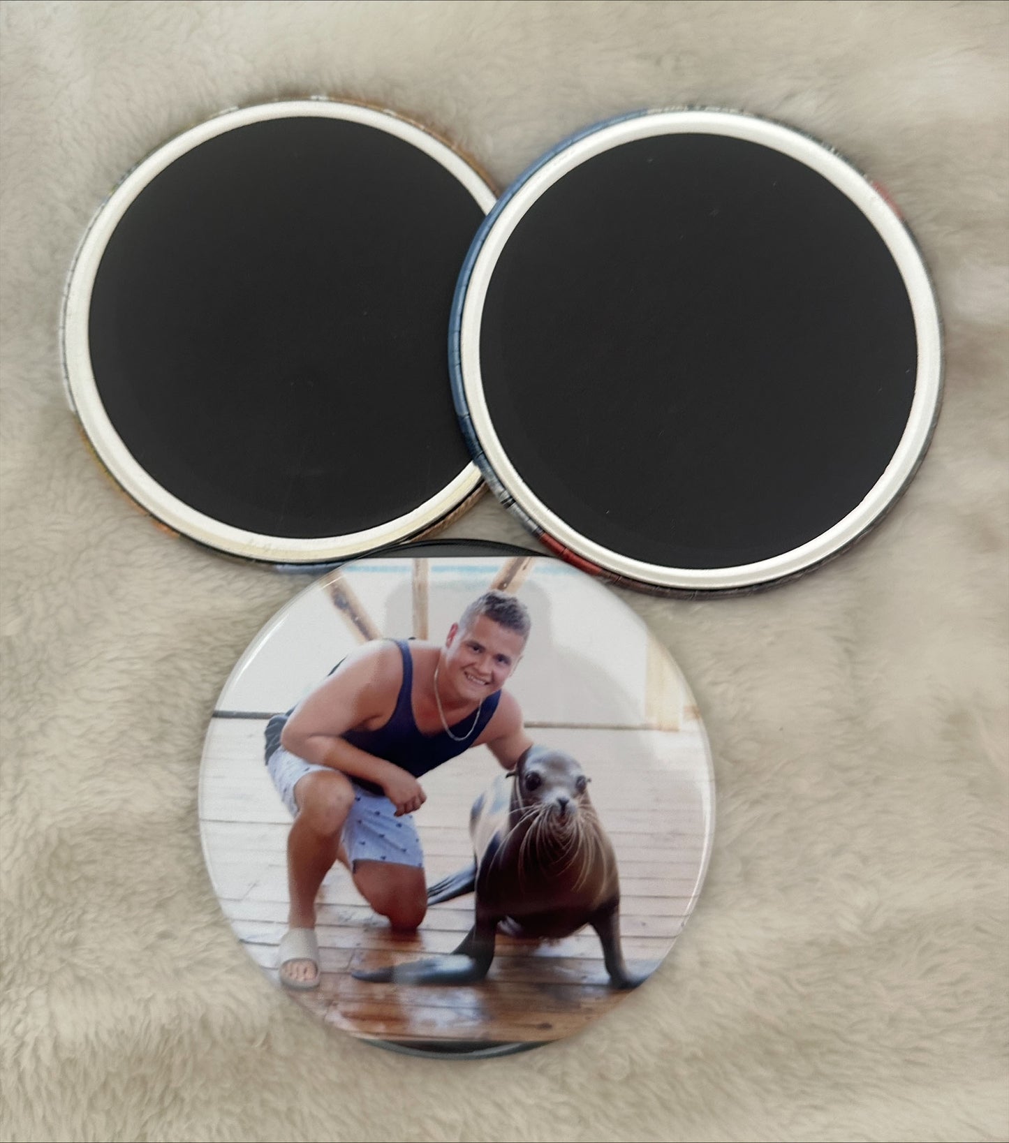 3.5 x 3.5 Round Personalized Photo Magnets